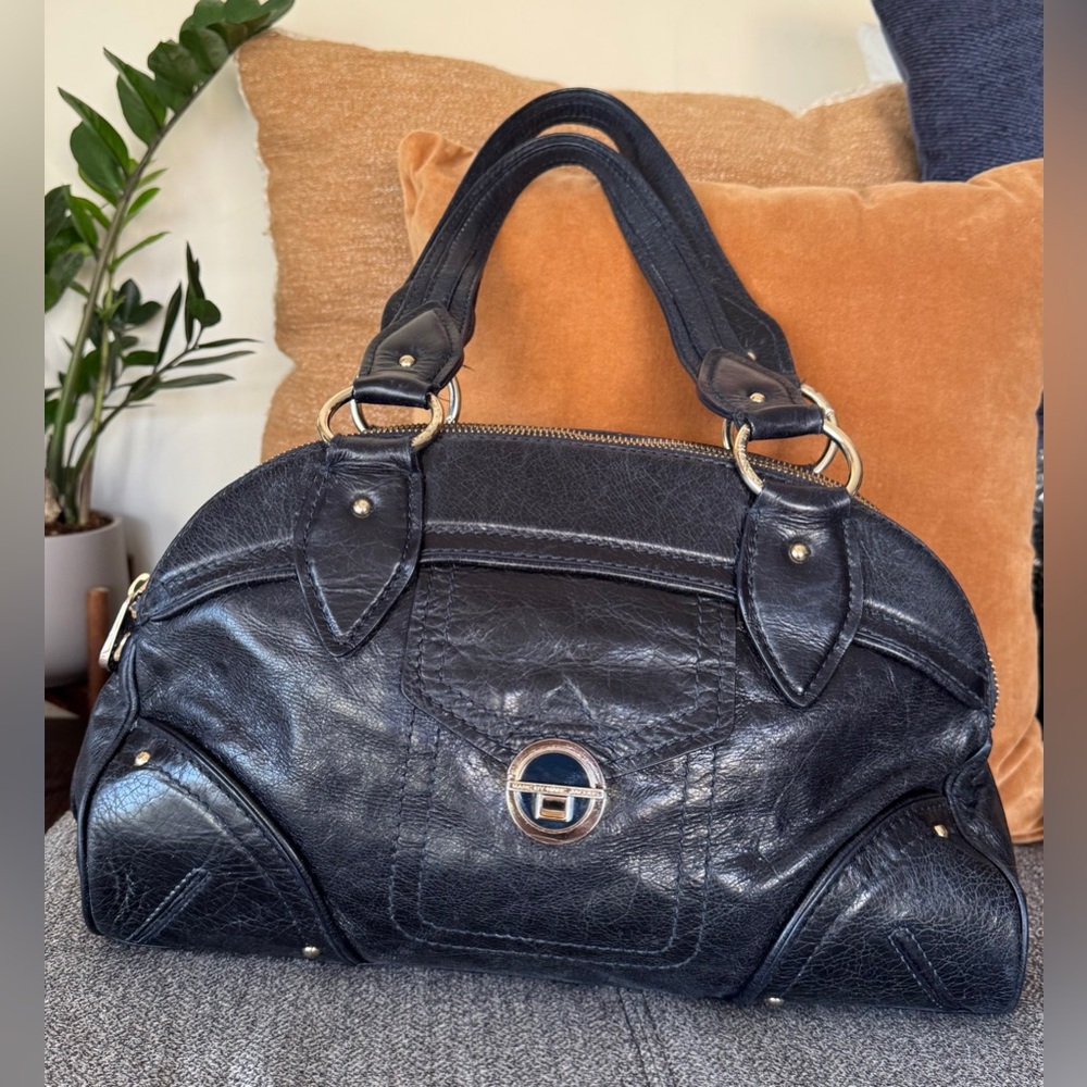 Marc by Marc Jacobs Dark Blue Leather Large Satchel with Silver/gold Hardware